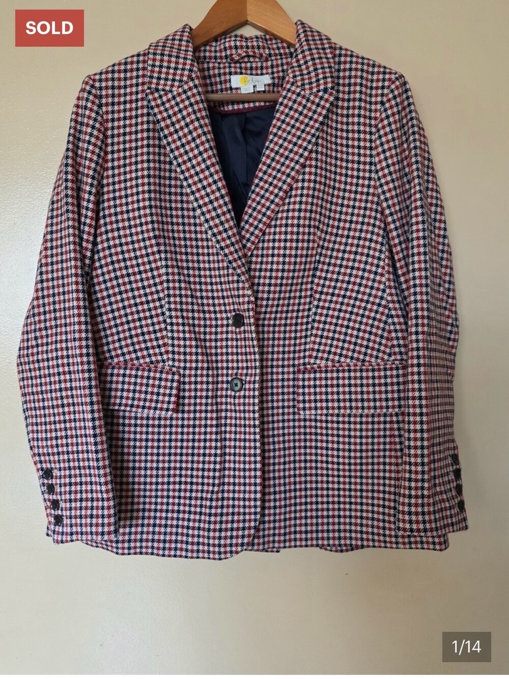Boden Brighton Wool Blend Check Blazer US 12 Quiet Luxury Heritage Old Money